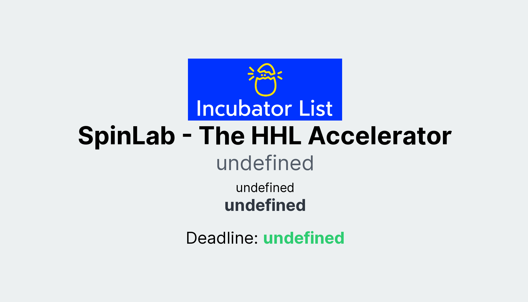 SpinLab The HHL Accelerator Key Information